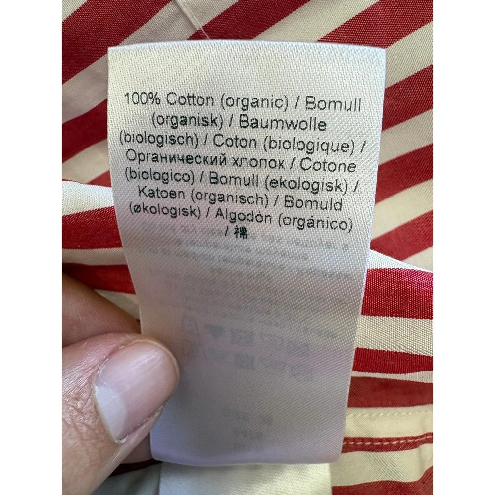 Ganni Barbados Cherry Stripe Cotton Mini Dress Bow Tie Sleeveless NWT Poplin 38